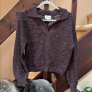 Elegant Brown Knit Sweater